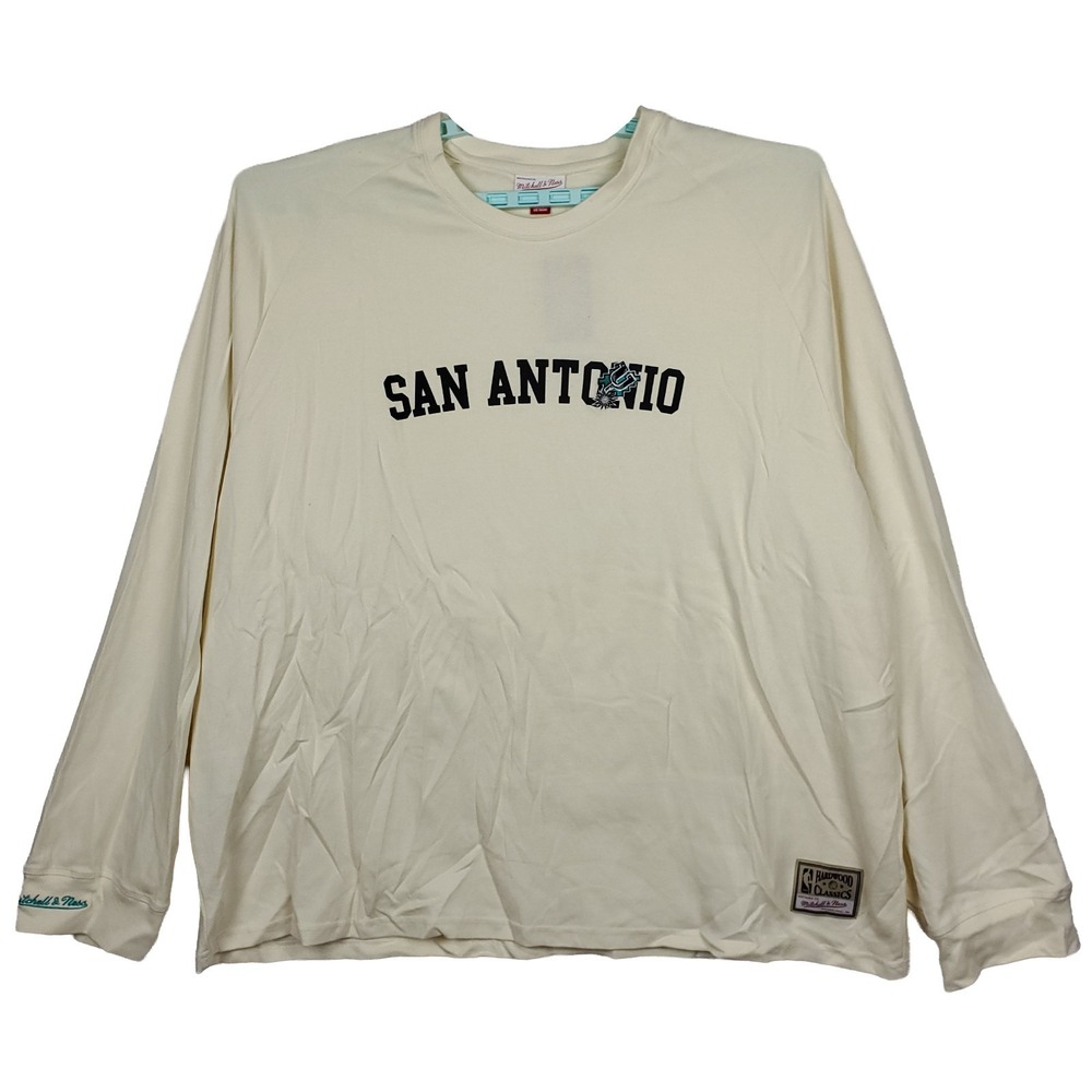 San Antonio Spurs Mitchell & Ness NBA 4XL XXXXL Thermal Longsleeve Cream NWT
